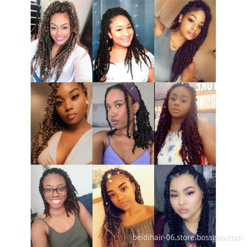 18inch 24inch Freetress Passion Twist Water Wave Long Bohemian Curl Braids Preloop Hook Crochet Curly Synthetic Hair Extension
